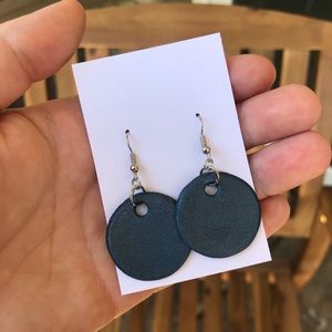Navy Clay Dangle Earrings
